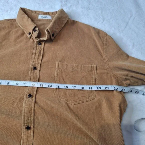 Reverb Mens Corduroy Shirt Sz XL Button Down Western Cowboy 70s Rodeo Camel - Picture 9 of 11